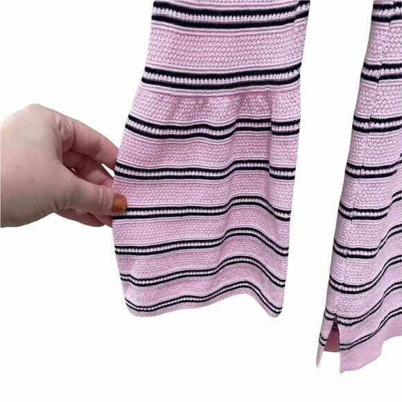 Talbots Striped Bell Sleeve Cotton Tunic Sweater Pink Women's Size Large - Picture 3 of 7
